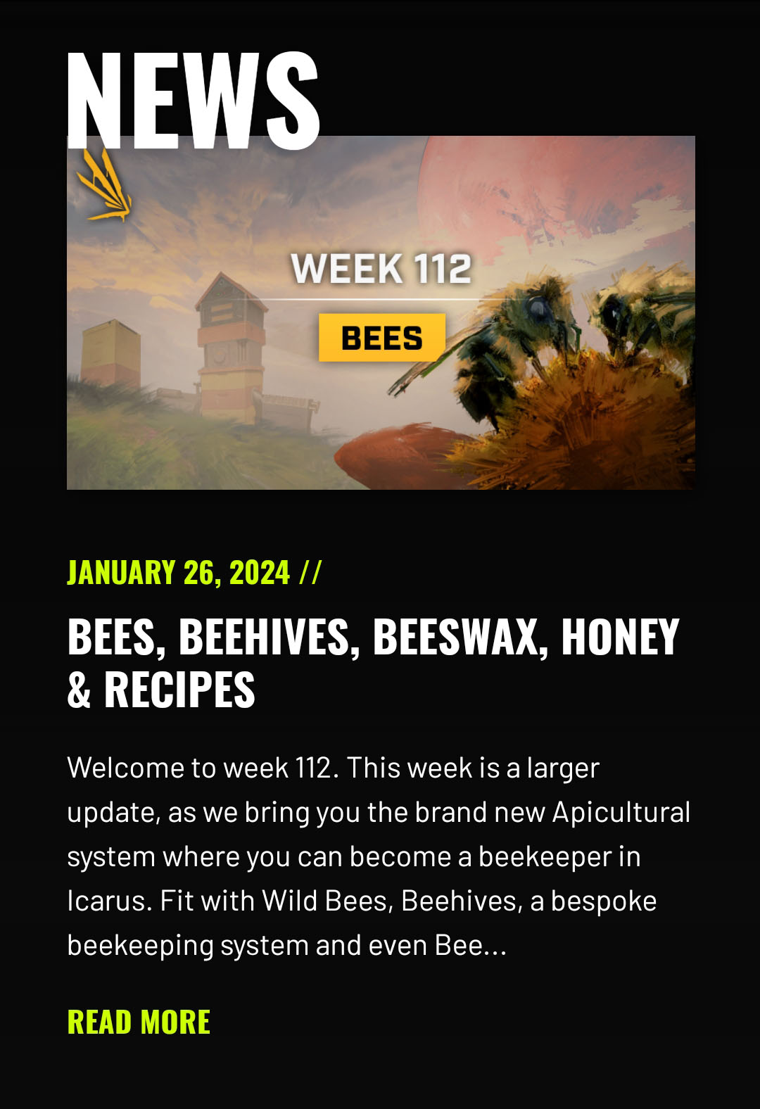 Mobile preview of the automatic Steam news feed system developed for RocketWerkz by Synergy Digital